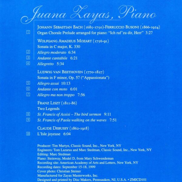 Juana Zayas in Recital - Bach-Busoni, Mozart, Beethoven, Liszt, Debussy - Image 2