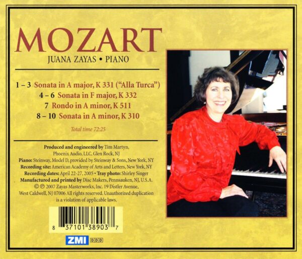 JUANA ZAYAS PLAYS MOZART - K 331, K 511, K 310 - Image 2